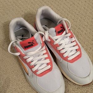 Puma White and Pink Athletic Shoes